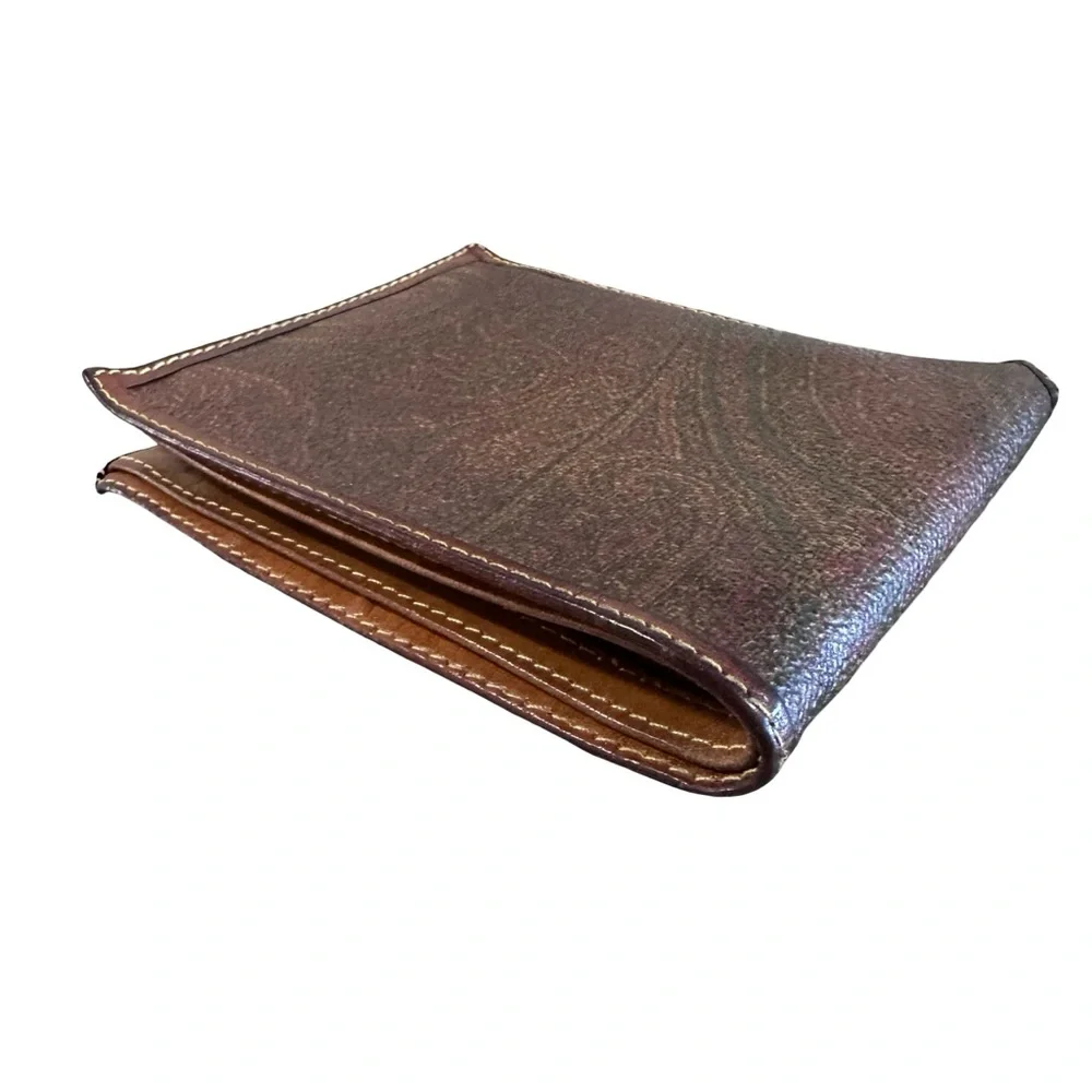 Etro Milano Italy Vintage (good) Burgundy Paisley Men's Bifold Wallet